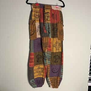 Bohemian Patchwork Wide Leg Pants